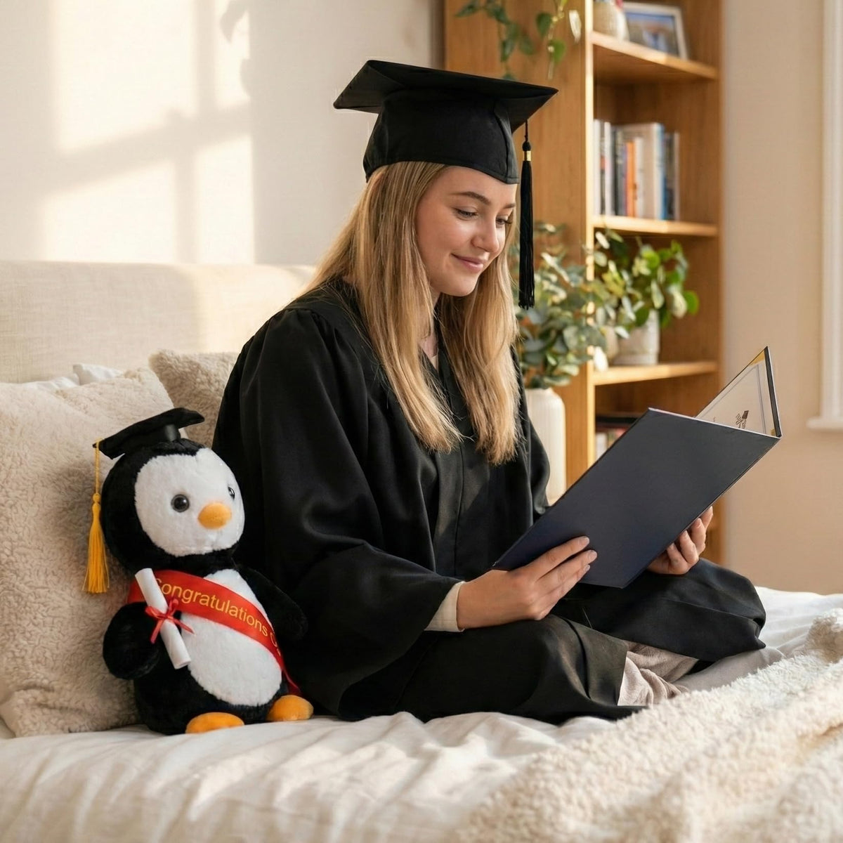 WEIGEDU plush penguin decor gift, a charming addition to desks, shelves, and party tables