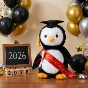 WEIGEDU plush penguin doctoral tam hat close-up, a thoughtful milestone keepsake