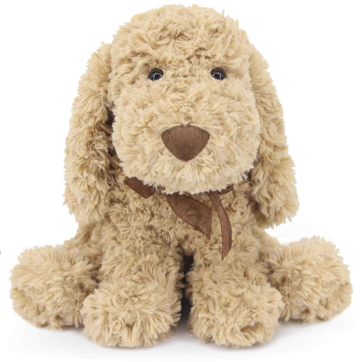 WEIGEDU Goldendoodle plush face, soft cuddly toy ideal for comforting kids.