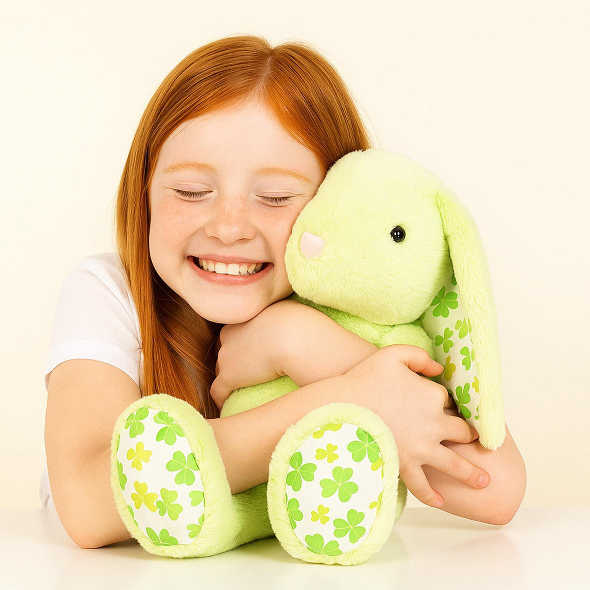 WEIGEDU portable-cuddle-buddy bunny plush travels easily for sleepovers and trips.