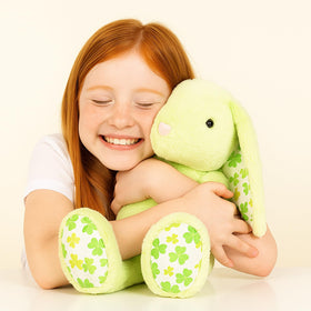 WEIGEDU portable-cuddle-buddy bunny plush travels easily for sleepovers and trips.