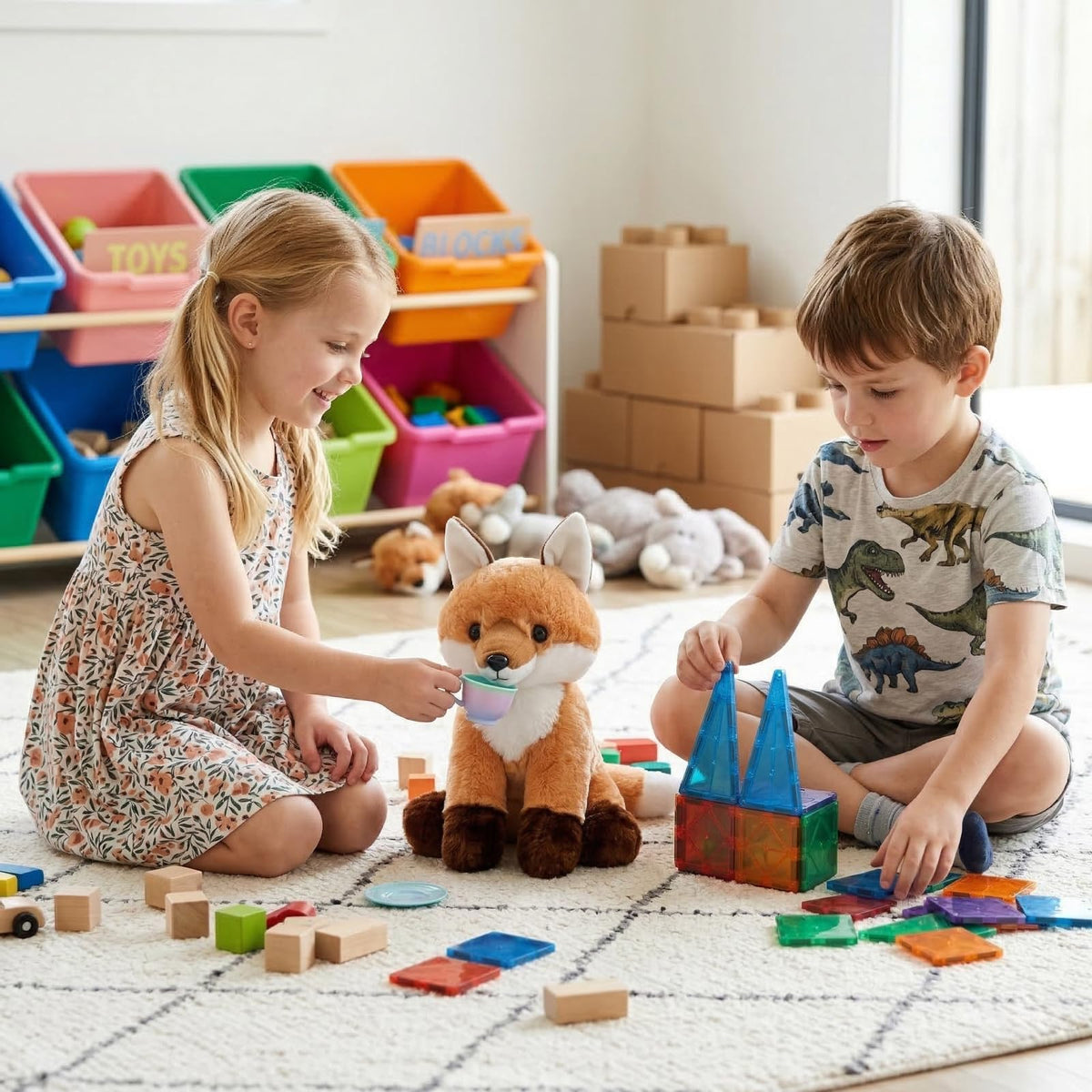 WEIGEDU realistic fox plush toy for imaginative learning