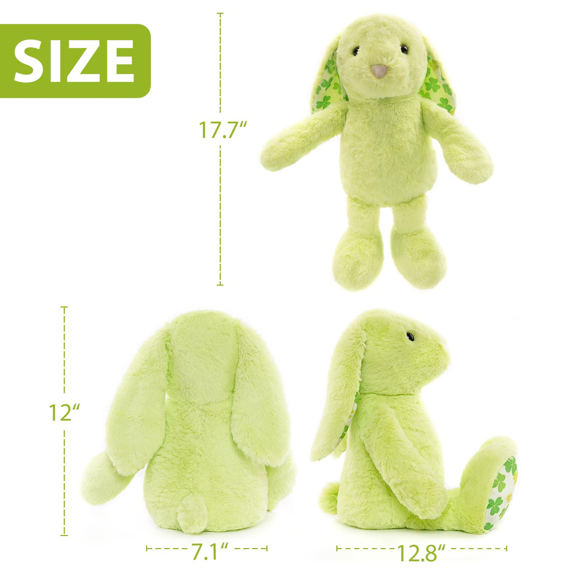 WEIGEDU 17.7-inch bunny size fits laps and car trips for on-the-go comfort.