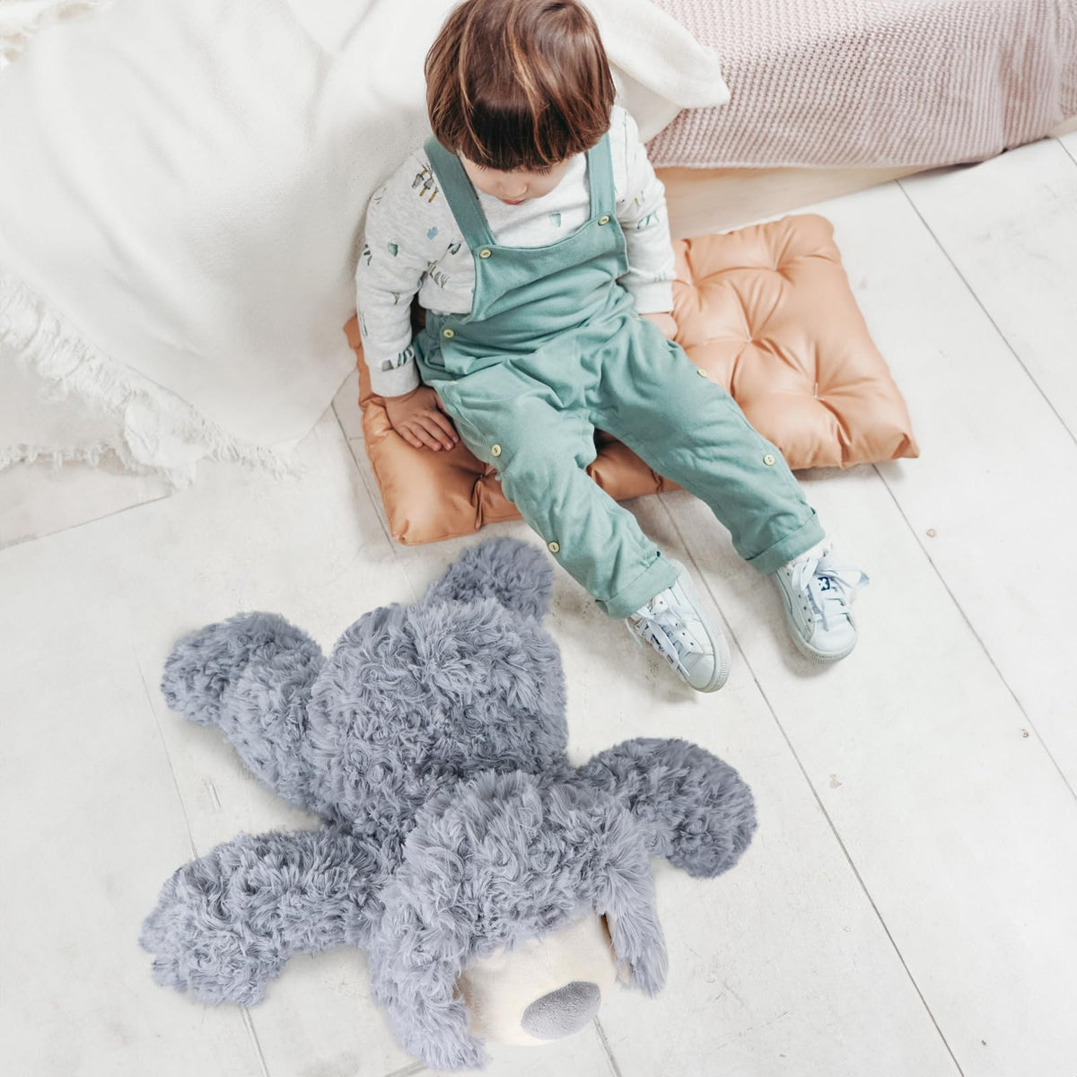 WEIGEDU Smiling Gray Puppy plush floppy ears emphasize charm and playful imagination
