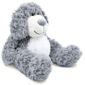 WEIGEDU Smiling Gray Puppy plush full-body view for a huggable bedtime friend