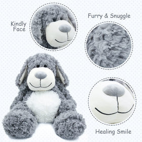 WEIGEDU Smiling Gray Puppy plush white belly adds contrast for cute display