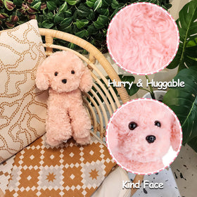 WEIGEDU soft pink dog plush features lifelike details for realistic shelf display.