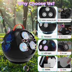 Weilim Bubble Machine 45-degree tilt for multi-angle bubble coverage.
