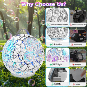 Weilim Bubble Machine 45-degree tilt delivers bubbles from multiple angles