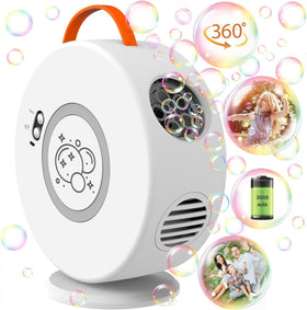 Weilim Bubble Machine delivers automatic rotating action with 90-degree and 360-degree bubbles for kids.