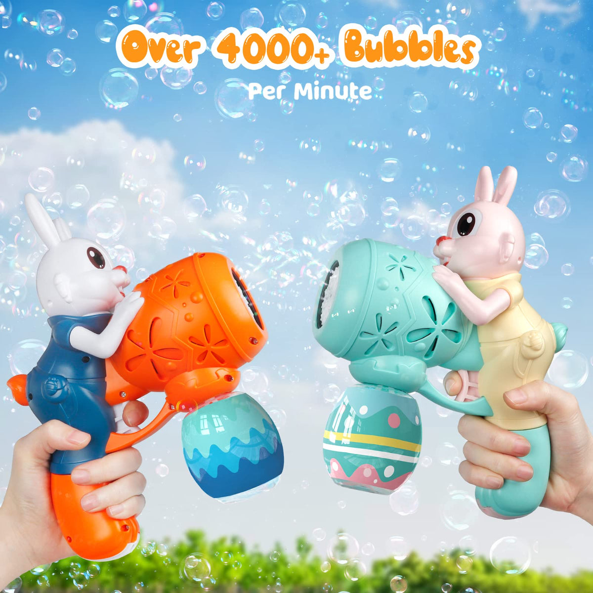 Weilim bubble machine with ergonomic handle ready for long play sessions.