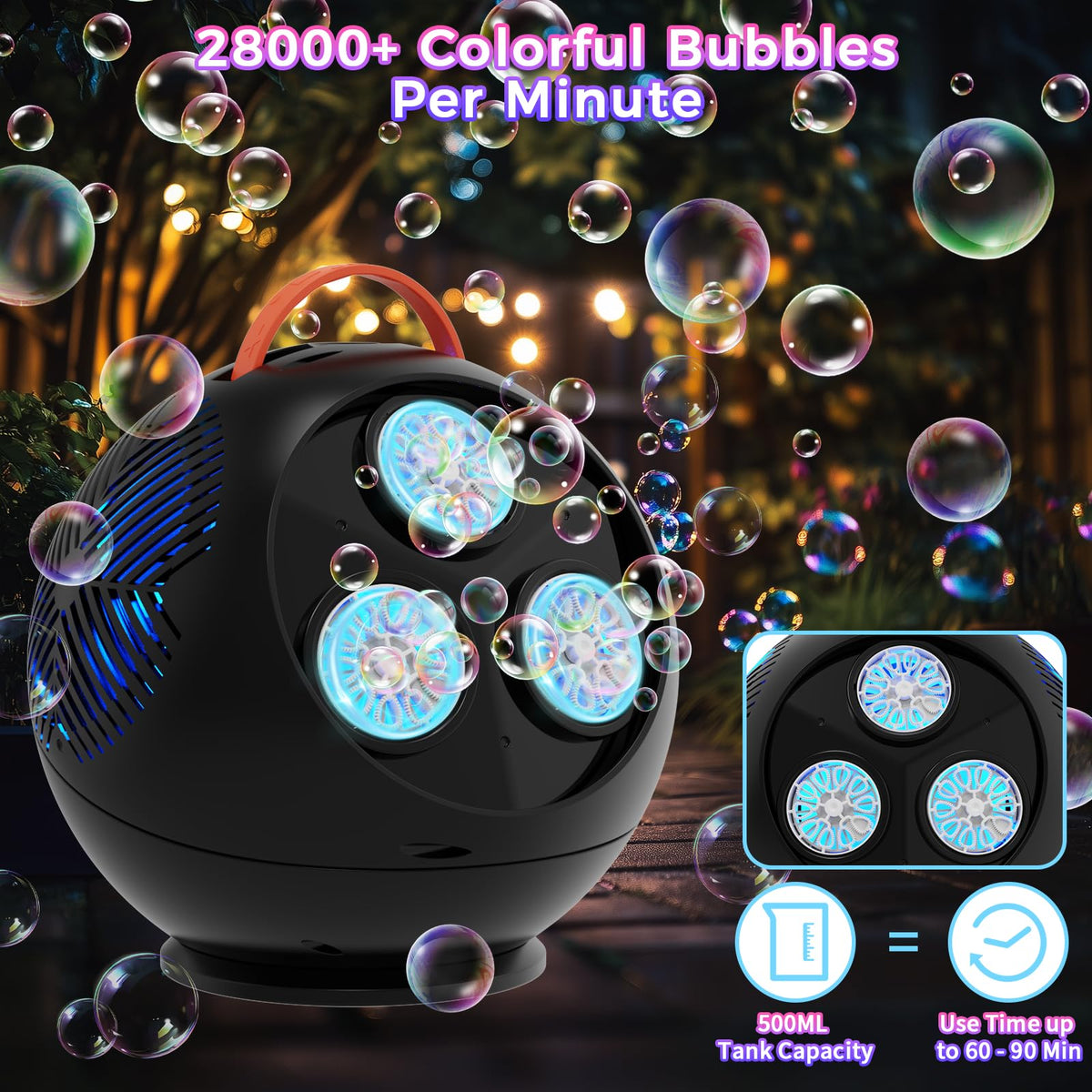 Weilim Bubble Machine with long battery life for hours of fun.