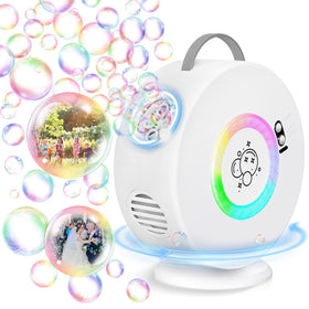 Weilim bubble-machine rotation-90-360 mode creates immersive, surrounding bubbles.