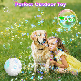 Weilim Bubble Machine with two-button control for quick setup and play.