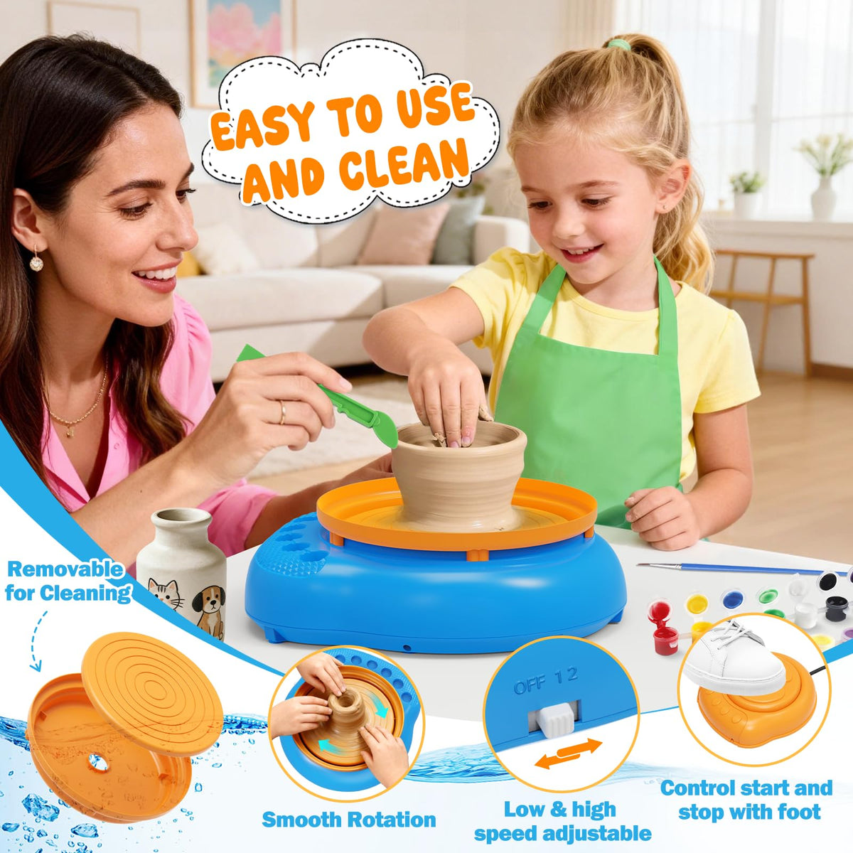 Weilim detachable turntable and easy-clean setup simplify cleanup after projects.