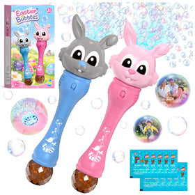 Weilim Easter bunny bubble wand creates colorful bubbles for outdoor play.