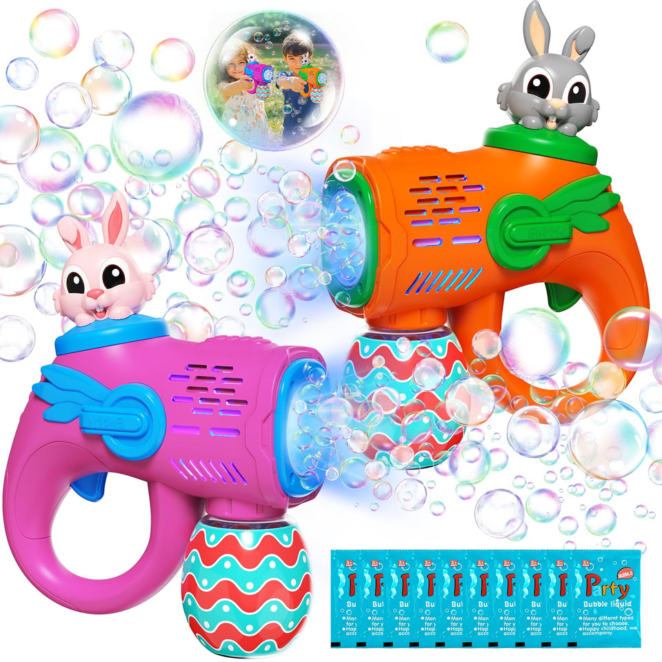 Weilim Kids Bubble Gun Set 2-Pack for outdoor play with endless bubbles.