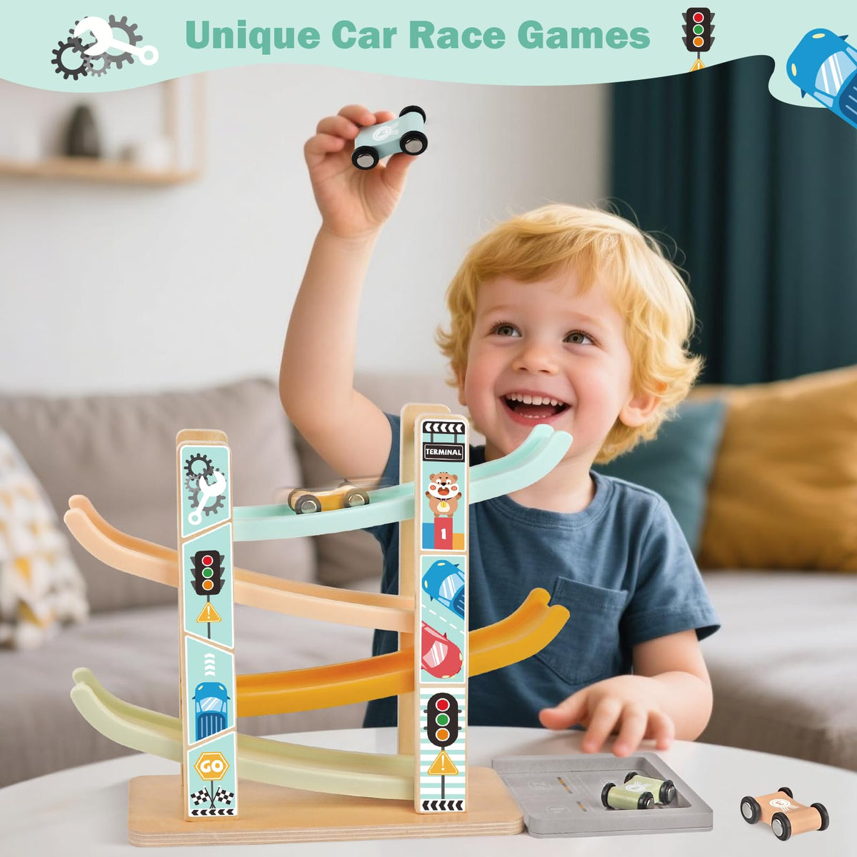 Weilim 4-level car ramp tracks improve visual tracking and anticipation.