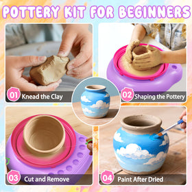Weilim Pottery Wheel Kids Kit in action for painting and shaping clay