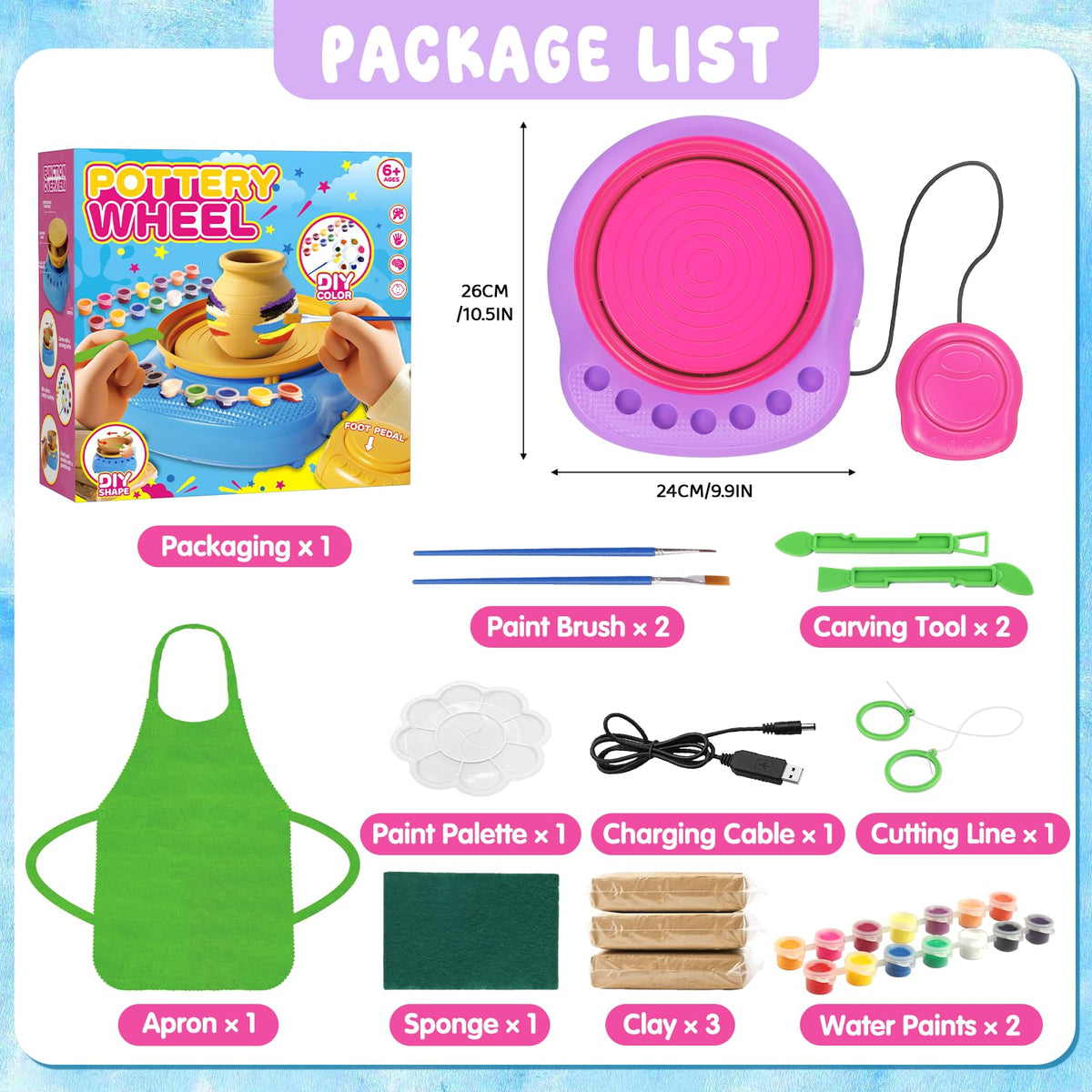 Weilim Pottery Wheel Kids Kit setup with beginner-friendly controls