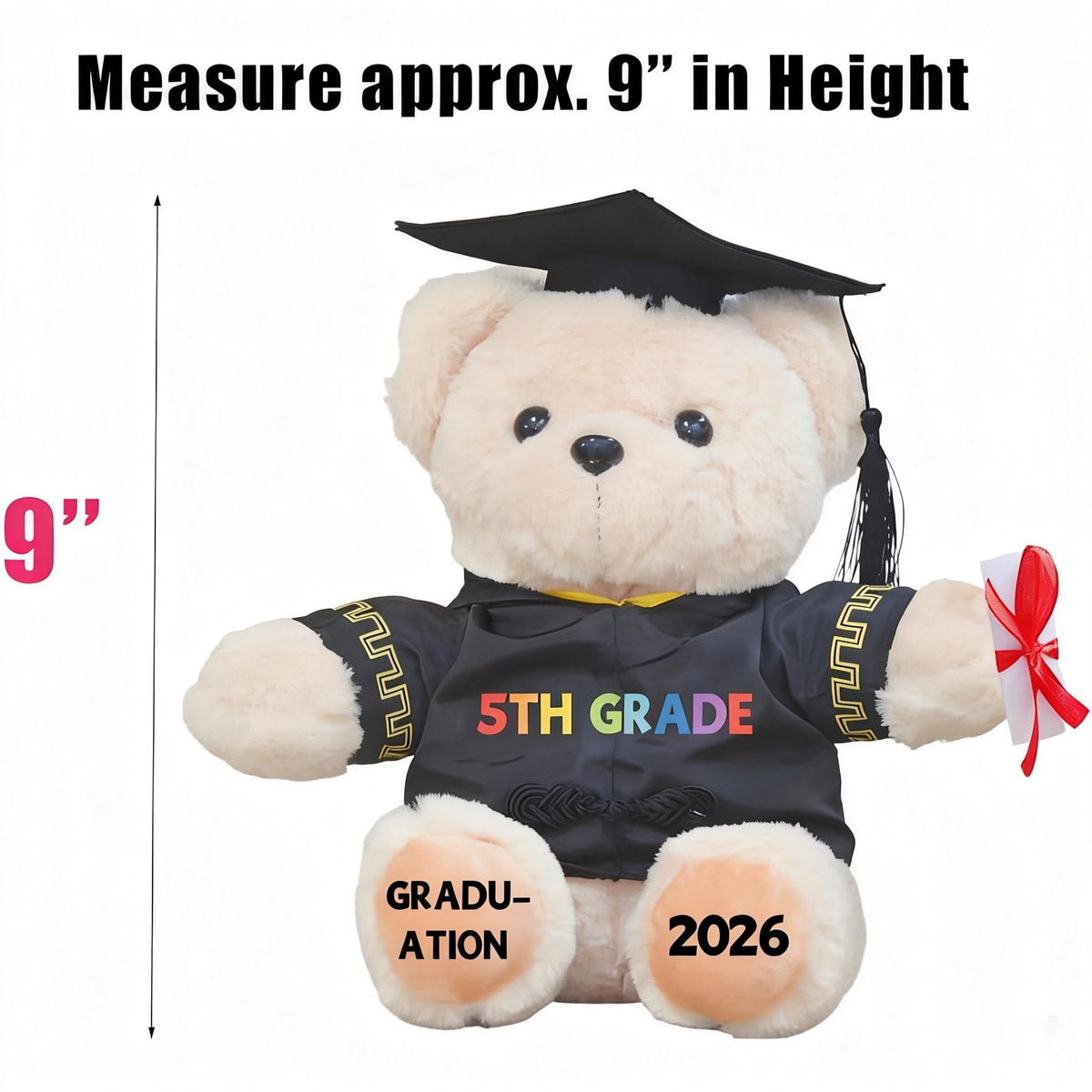 Weimaro bear with colorful 5th grade print for a festive look