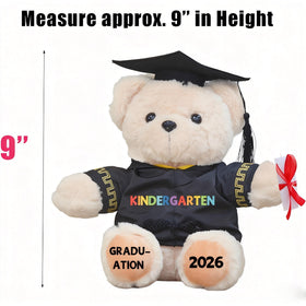 Weimaro Kindergarten Graduation Bear front view, colorful print highlights kindergarten milestone.