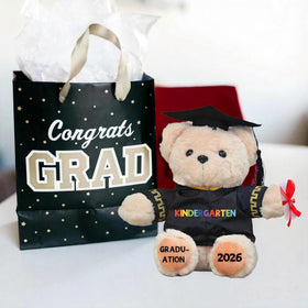 Weimaro Kindergarten Graduation Bear with KINDERGARTEN and GRADUATION prints, vivid party decor.