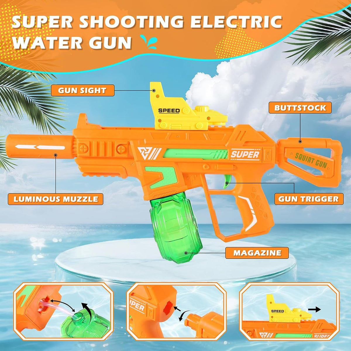 Weirtoya detachable 300ml magazine for extended play.