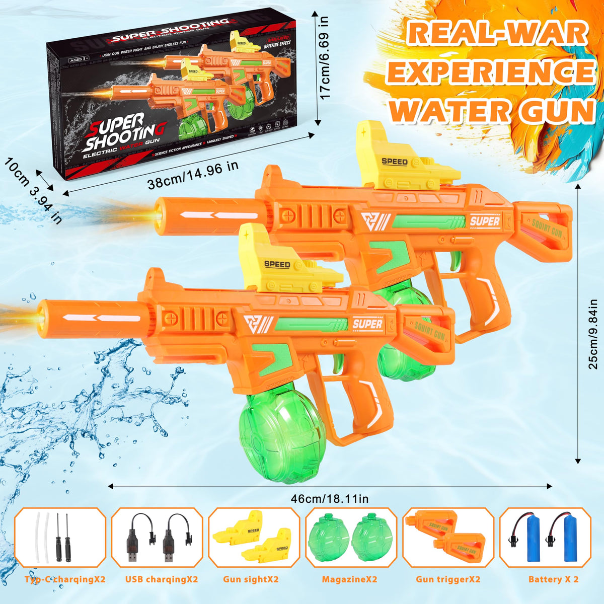 Weirtoya water gun with laser sight muzzle for improved accuracy during play.