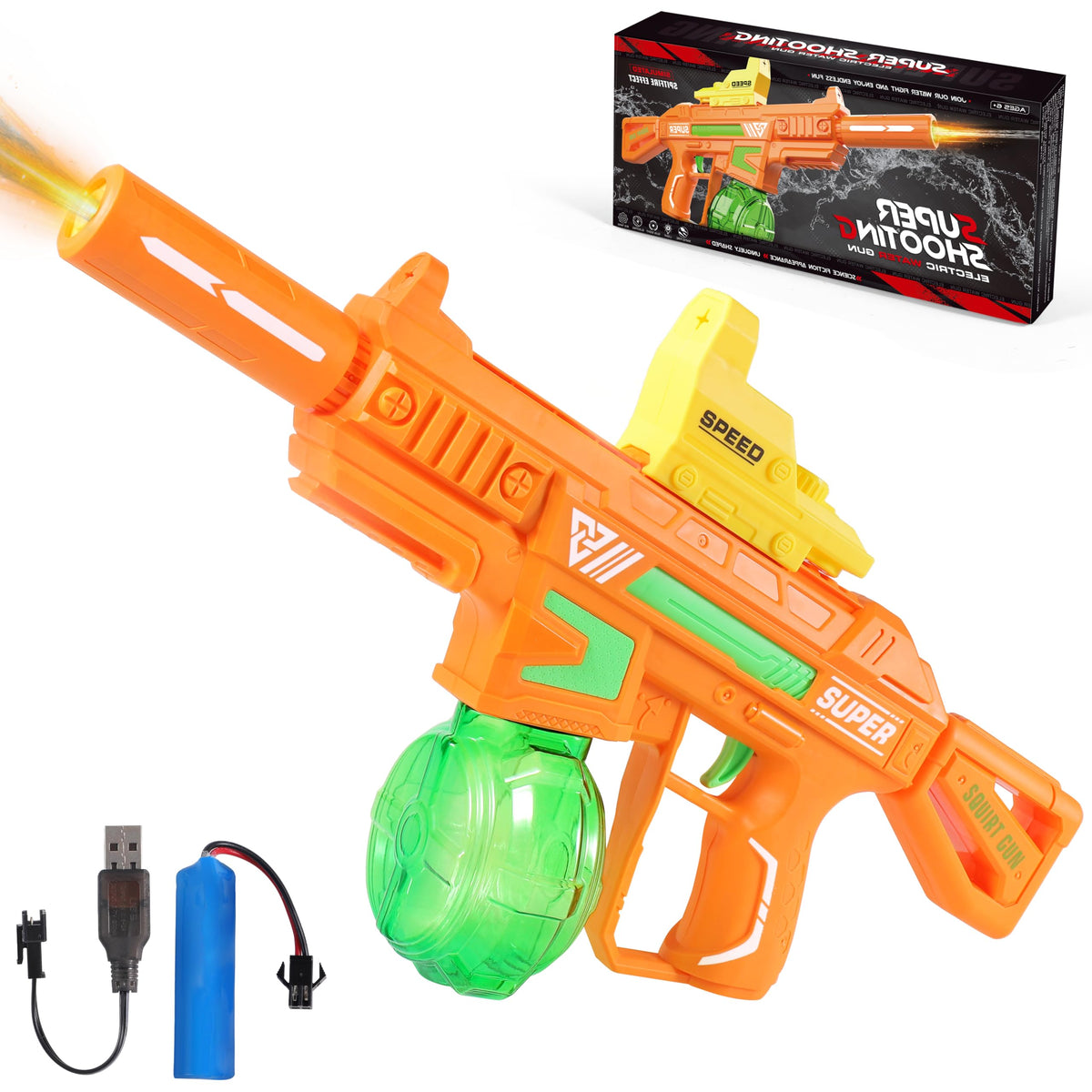 Weirtoya electric water gun with muzzle flame for immersive outdoor action.