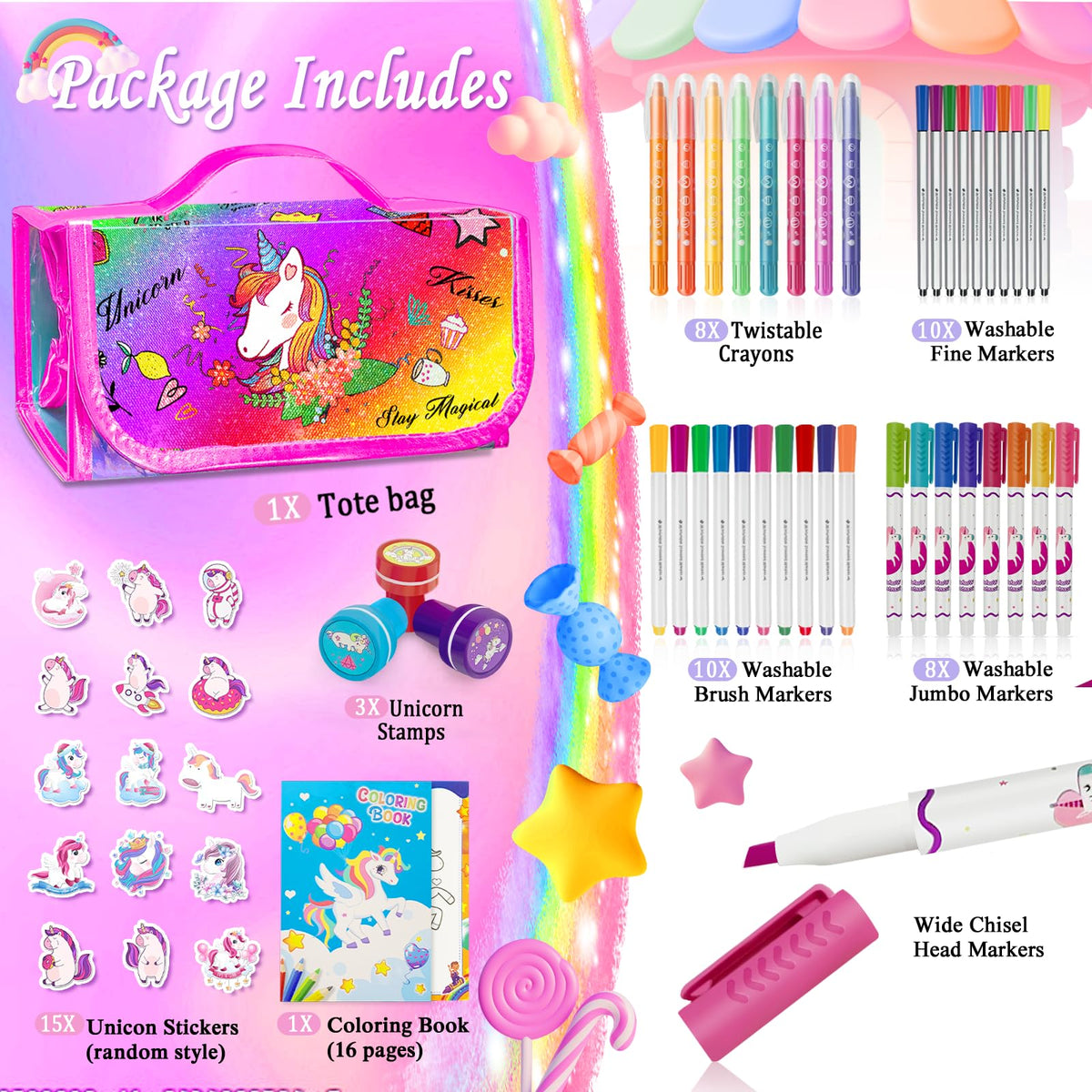 Weirtoya unicorn stickers for imaginative unicorn-themed crafts.