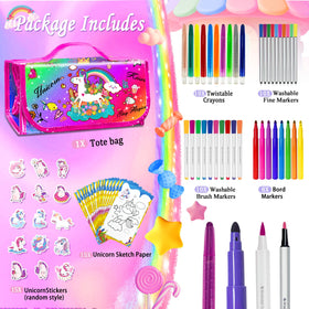 Weirtoya unicorn travel kit showing color markers organized in compartments