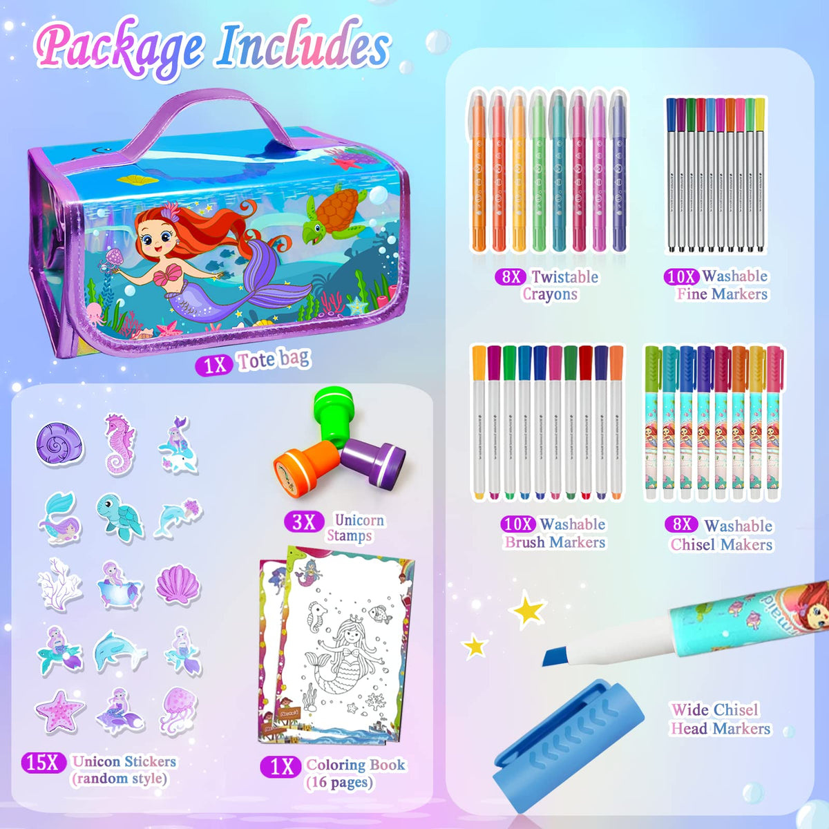 Weirtoya washable fine markers set with vibrant colors for mess-free coloring.