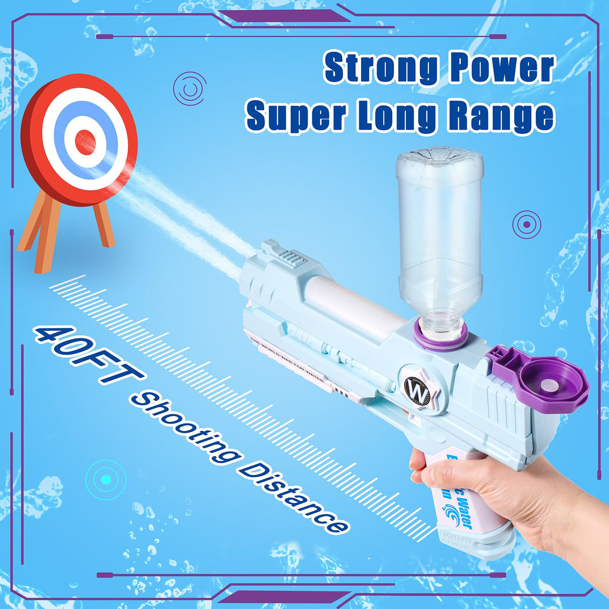 Weirtoya water gun with bottle mount for extended playtime