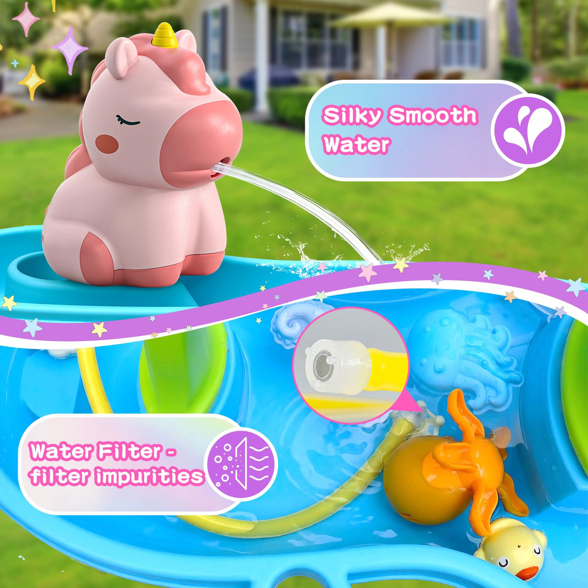 Weirtoya IPX7 waterproof pump keeps play safe and splash-friendly.