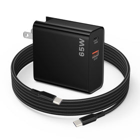 Weishan PD65W dual-port USB-C charger for DJI drones, fast charging on site.