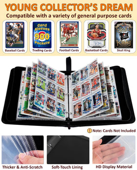 Welcomeella Soccer Card Binder zipper closure keeps cards secure and dust-free.