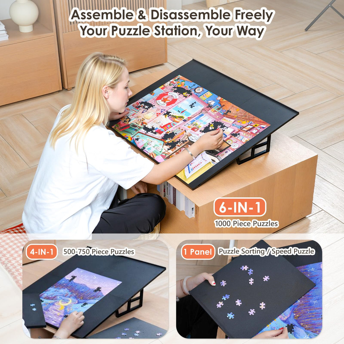 WELGEE modular puzzle easel panels enabling flexible DIY setup