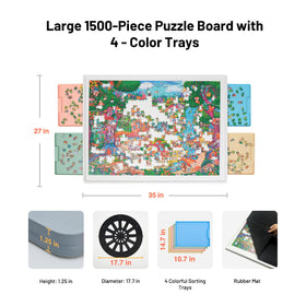 WELGEE 360-degree rotating puzzle table with an 18-inch Lazy Susan for smooth access.
