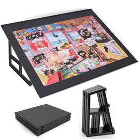 WELGEE tilting puzzle board with stand for comfortable, adjustable viewing