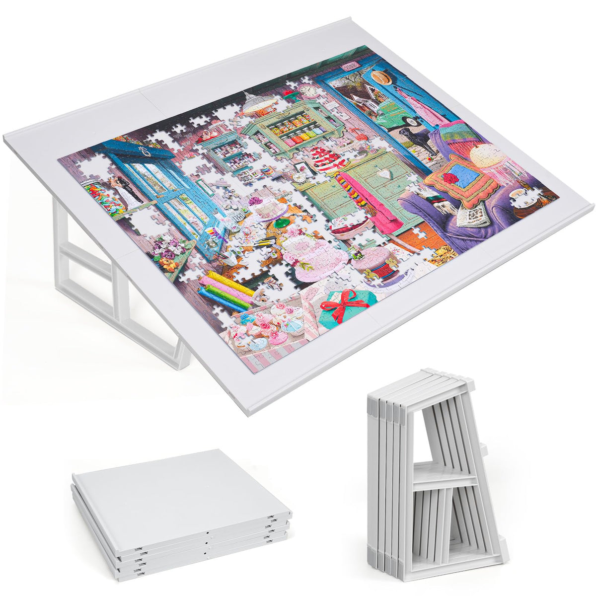 WELGEE tilting puzzle board stand with adjustable angle for comfort