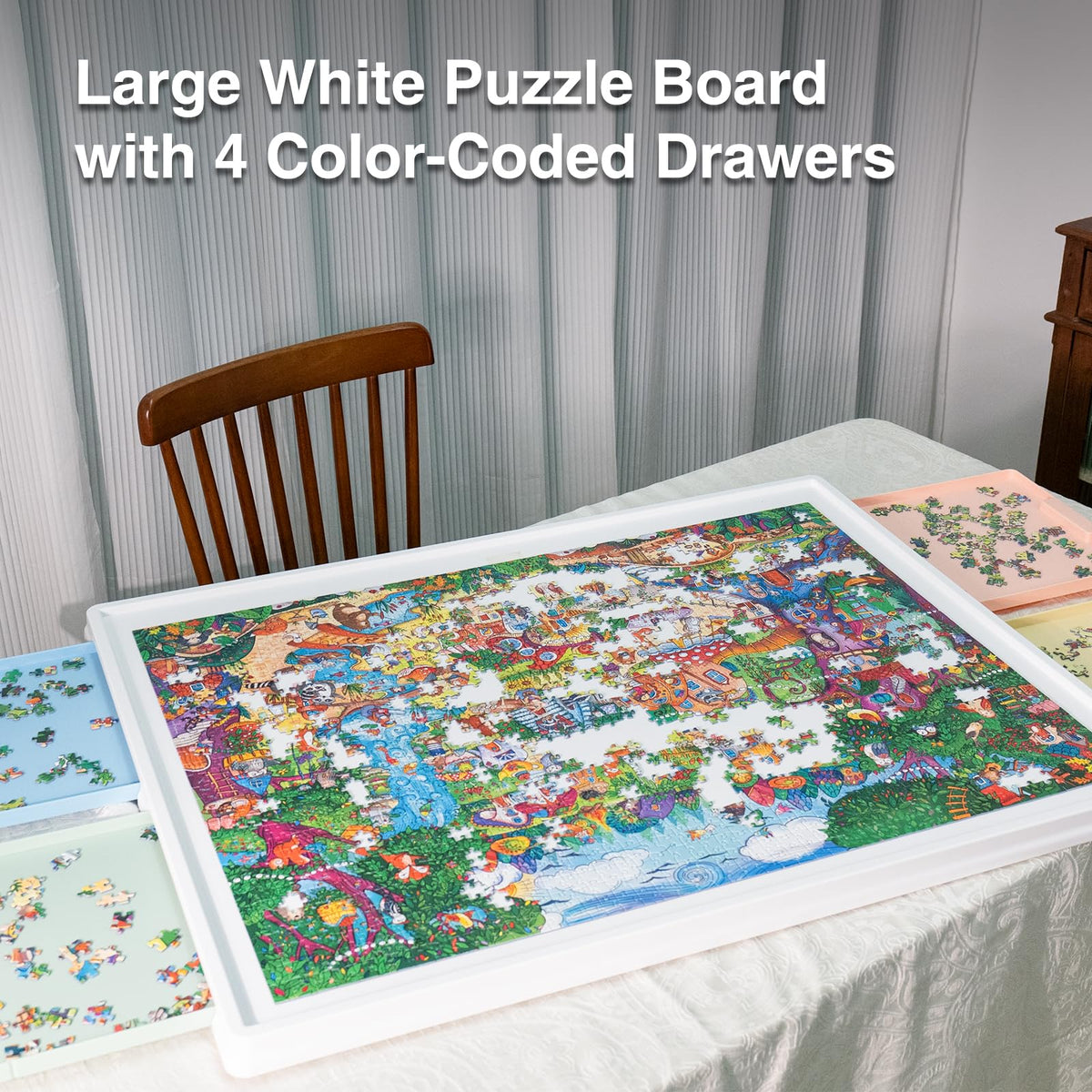 WELGEE waterproof surface with protective cover keeps puzzles clean and protected.