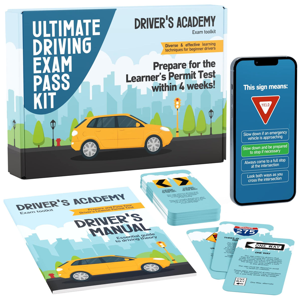 WELL BALANCED Driving Exam Kit cover, a complete learning bundle for new drivers.