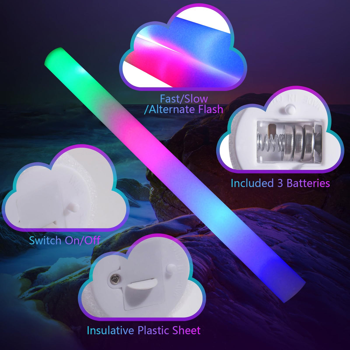 wellent foam glow stick alternating flash enhances dynamic party visuals