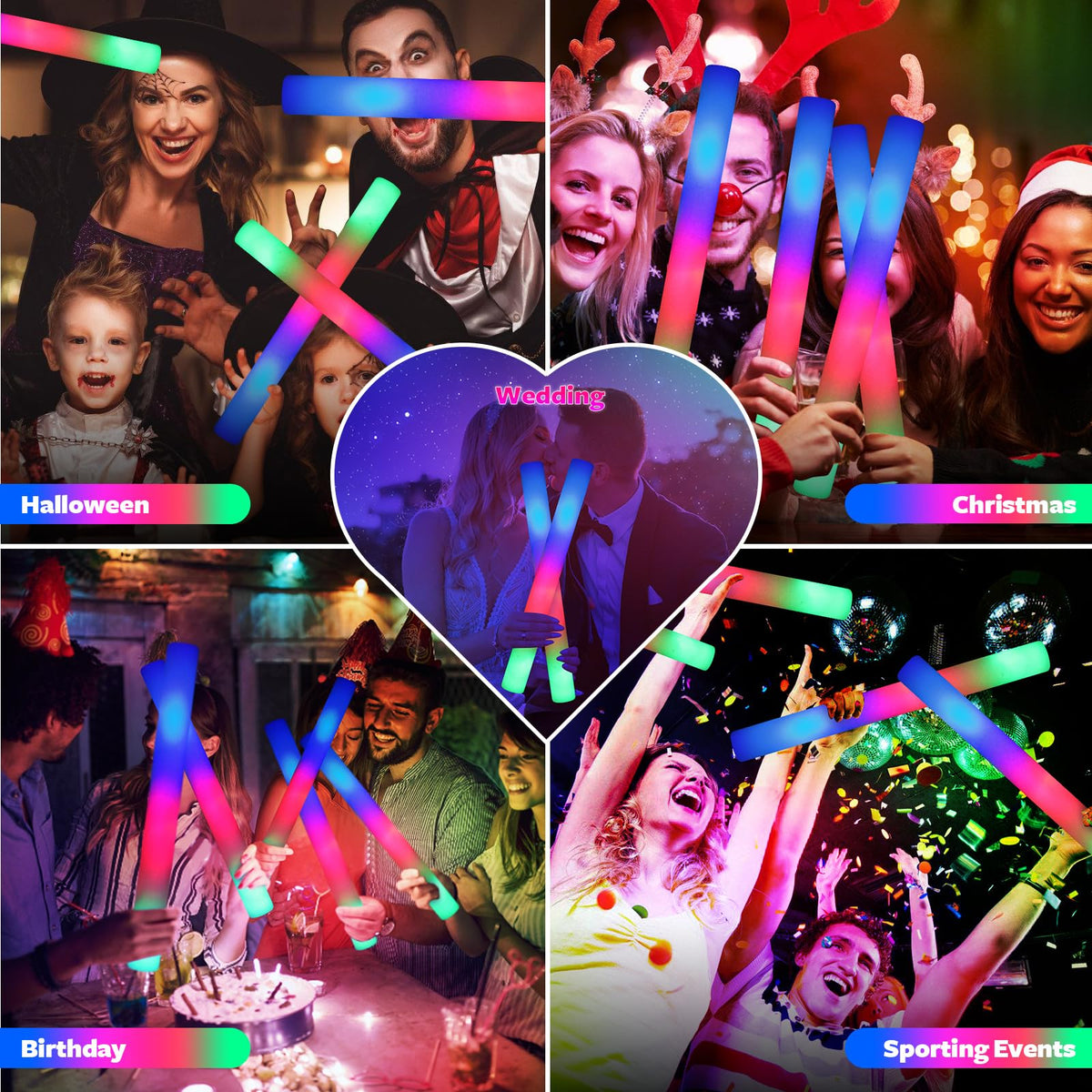 wellent LED foam glow stick green glow for celebrations