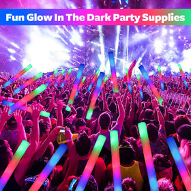 Wellent LED foam glow sticks three modes light up blue red and green