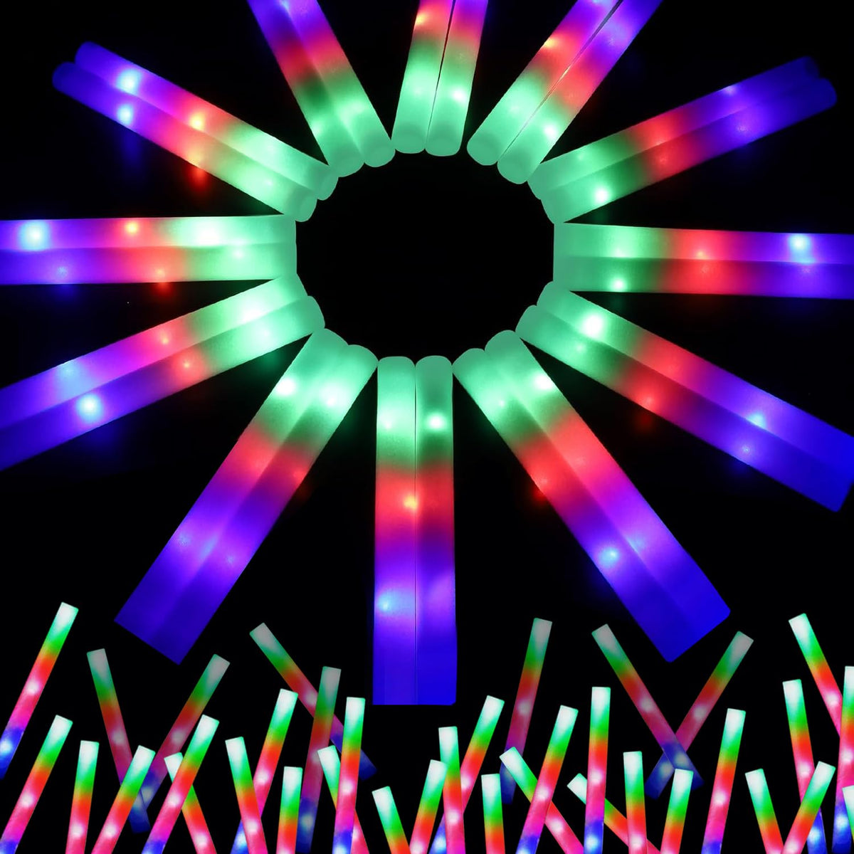 Wellent LED foam glow sticks pack brightens party ambiance