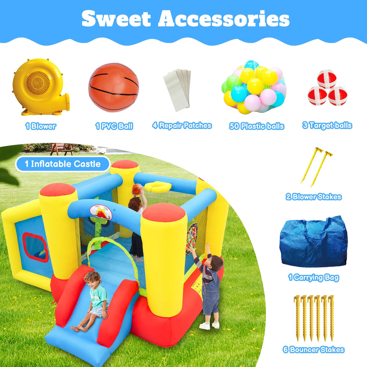 WellFUNTIME bounce house blower is UL certified for safe, fast inflation