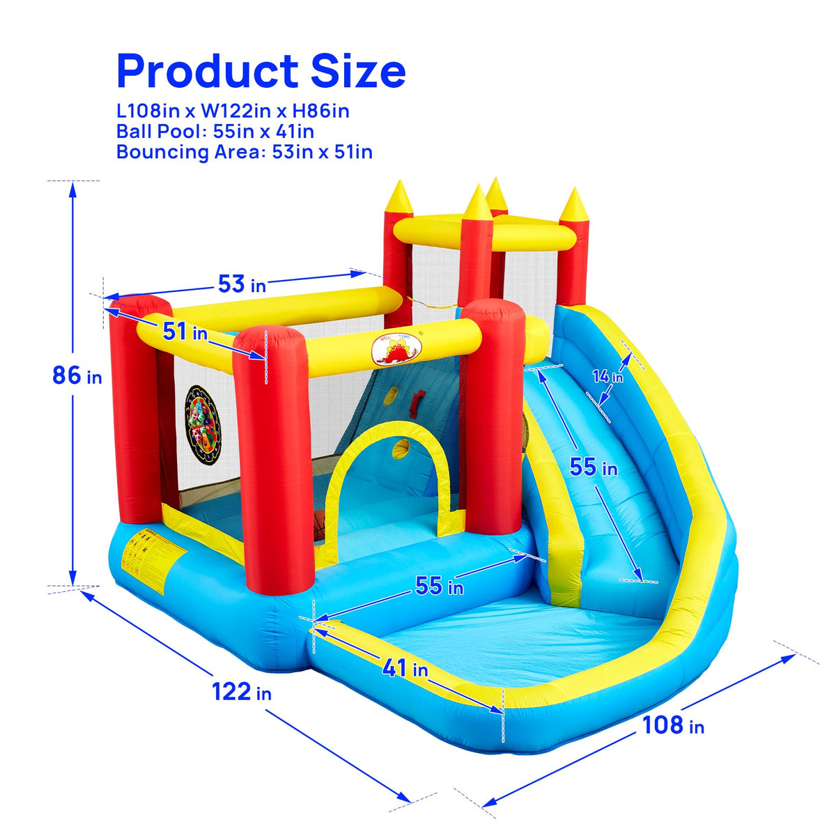 WELLFUNTIME bounce house climbing wall enables secure, self-guided climbing.
