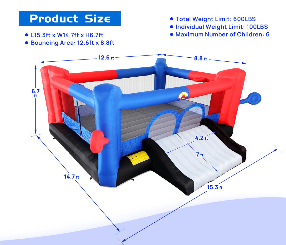 WELLFUNTIME bounce house with dartboard ready for skill games outdoors
